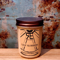 Calf Slobbers handmade western candle — marshmallow meringue soy candle in 8 oz jelly jar, Rustic Enigma New Mexico