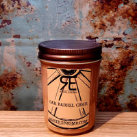 Oak Barrel Cider handmade western candle — apple cider oak soy candle in 8 oz jelly jar, Rustic Enigma New Mexico