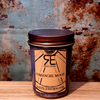Comanche Moon handmade western candle — patchouli rain earthen moss soy candle in 8 oz jelly jar, Rustic Enigma New Mexico