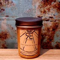 Dusty Mexican Morning handmade western candle — peach citrus jasmine amber soy candle in 8 oz jelly jar, Rustic Enigma New Mexico