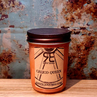 Calico Queen handmade western candle — fruity champagne soy candle in 8 oz jelly jar, Rustic Enigma New Mexico