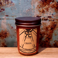 Chaps handmade western candle — leather berry musk soy candle in 8 oz jelly jar, Rustic Enigma New Mexico