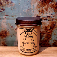 hand-poured Black Jack American soy glass jelly jar candle made in New Mexico