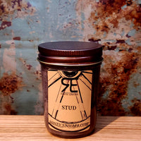 Stud handmade western candle — citrus lavender jasmine amber soy candle in 8 oz jelly jar, Rustic Enigma New Mexico