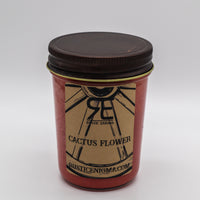 Cactus Flower handmade western candle — desert floral soy candle in 8 oz jelly jar, Rustic Enigma New Mexico